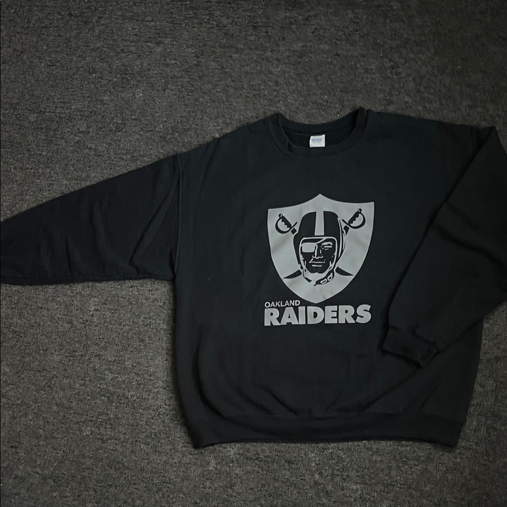 Gildan Black Crewneck Sweater with Raiders Logo